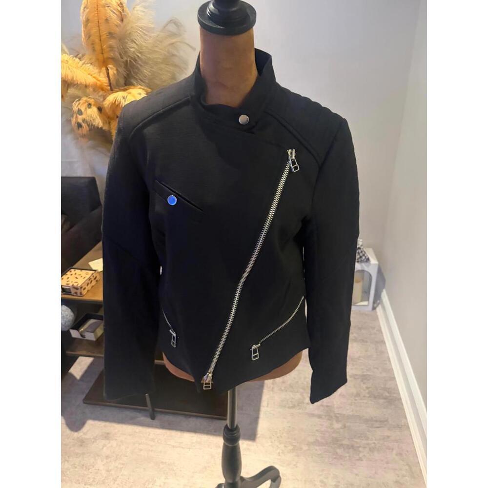 Veronica Beard Black Moto Zipper Jacket sz 6